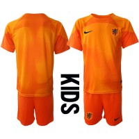 Holland Målmand Udebanesæt Børn VM 2022 Kortærmet (+ Korte bukser)